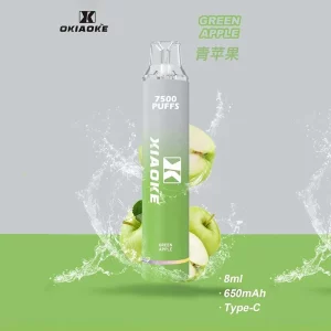 一次性電子煙 DIYA 7500口｜650mAh可充電｜1.2Ω網芯｜3%濃度｜口味-青蘋果